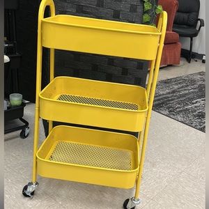 Yellow storage cart with wheels